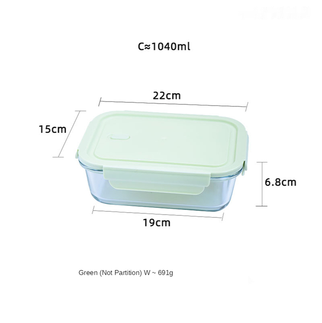 JSWORK Glass Bento Lunch Box Food Storage Picnic Microwave Oven Marmita Kitchen Containers Tupper Cristal Meal Prep: Green 1grid