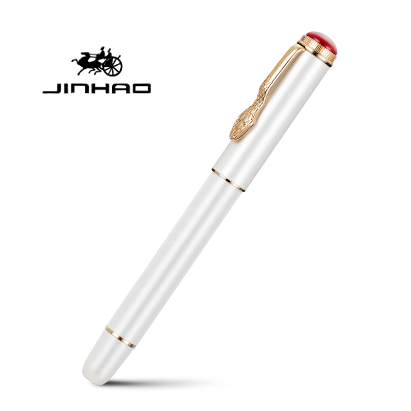 Jinhao 025 pluma estilográfica de lujo punta fina y punta EF Clip de serpiente negro verde rojo blanco bolígrafo de oficina para estudiantes el mejor: BLANCO / f