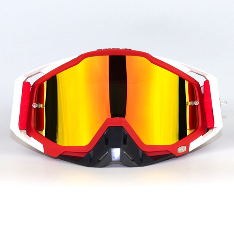 Top Grade Hundred Percent Off-road Goggles Riding Eye-protection Goggles Off-road Helmet Goggles Motorcycle Traffic Jam Goggles: Red Frame Plated   Red Lens