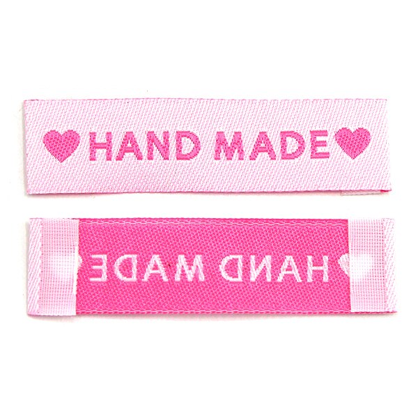 50 stk labels hjerte tøj tags håndlavet label til tøj fold håndlavet tags diy hat/kurv/tørklæde sy tilbehør 60 x 15mm: Lyserød