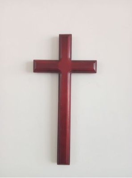 Kristent kors håndlavet massivt træ væghængende jesus stort kors katolsk kirke vægdekoration 31 cm: 1
