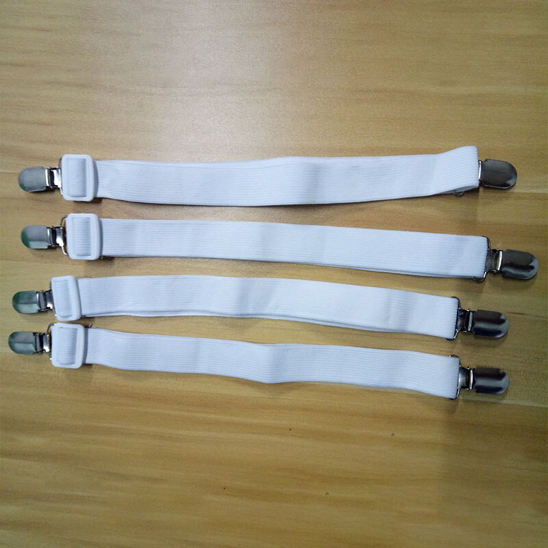 4 stuks Verstelbare Elastische Matrashoes Hoek Houder Clip Bed Sheet Fasteners Bandjes Grijpers Jarretel Koord Haak Loop Sluitingen: White 4pcs