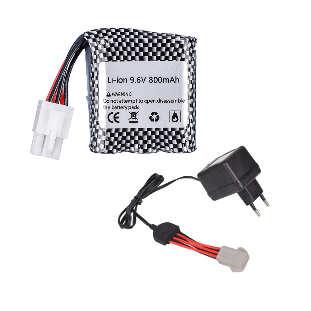 Batería de iones de litio de 16500 V, 9,6 mAh, para 800, 9115, 9116, S911, S912, enchufe de EL-6P de coche RC de alta potencia, piezas de repuesto de batería de 9,6 v: Blanco