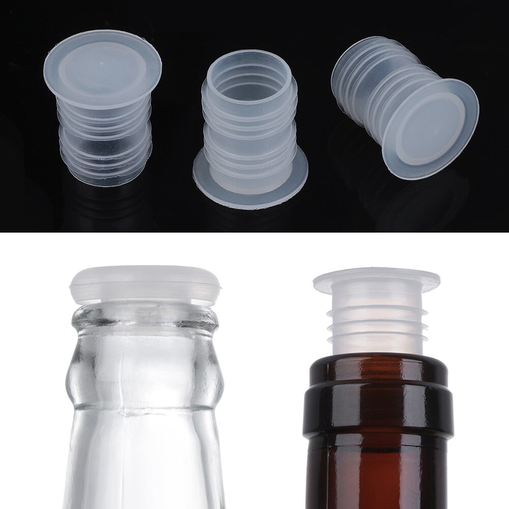 Tapón de plástico para vino, sellador de botellas de PE, tapón de ahorro de vidrio, Blanco , herramienta de barra de cocina, 10 Uds./set tapón, sellador