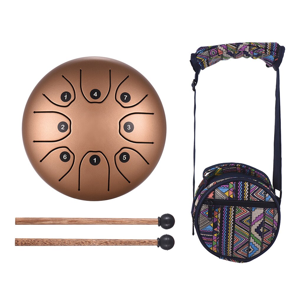Tambor de lengüeta de acero de 8 tonos, instrumento de percusión de llave C, tambor de sartén de mano con mallas de tambor, bolsa de transporte, 5,5 pulgadas: B