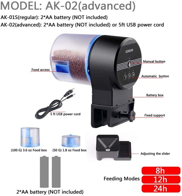 SUNSUN – distributeur automatique de nourriture pour poissons d&#39;aquarium, avec WIFI et minuterie, résistant à l&#39;humidité, contrôle via application Mobile: AK-02
