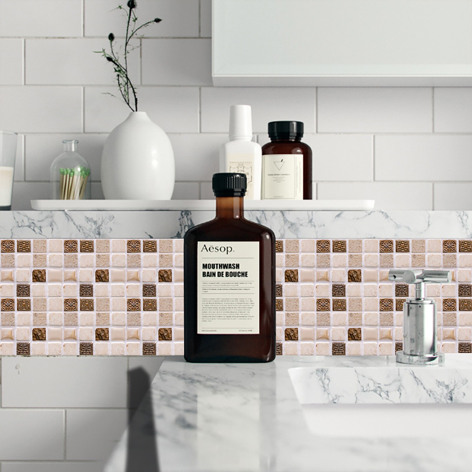 10pc 3d Crystal Tile Stickers Diy Waterproof Self-adhesive Wall Stickers Wall Art Decals For Bar Counter Kitchen Bathroom Decor