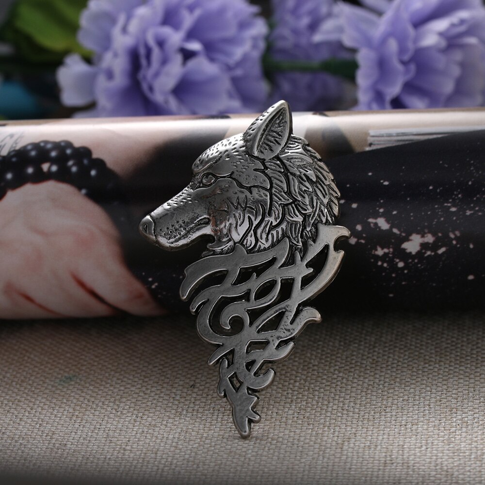 Insignia de lobo Punk para hombre, broche de solapa, Pin de camisa, traje, Collar, joyería, decoración artesanal