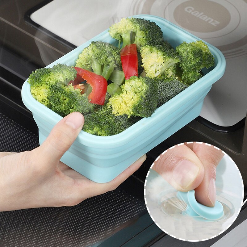 Silicone Inklapbare Lunchbox Voedsel Opslag Container Bento Microwavable Draagbare Picknick Outdoor Camping Lunchbox