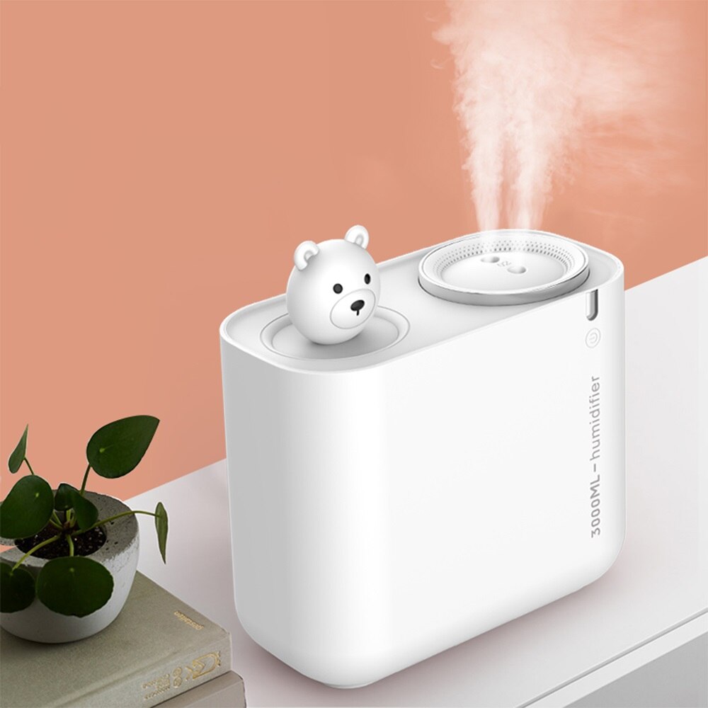 3000ml USB kaktus nawilżacz powietrza o dużej pojemności podwójna dysza ultradźwiękowy fajny Humidificador rozpylacz zapachów mgła producent Fogger: niedźwiedź biały