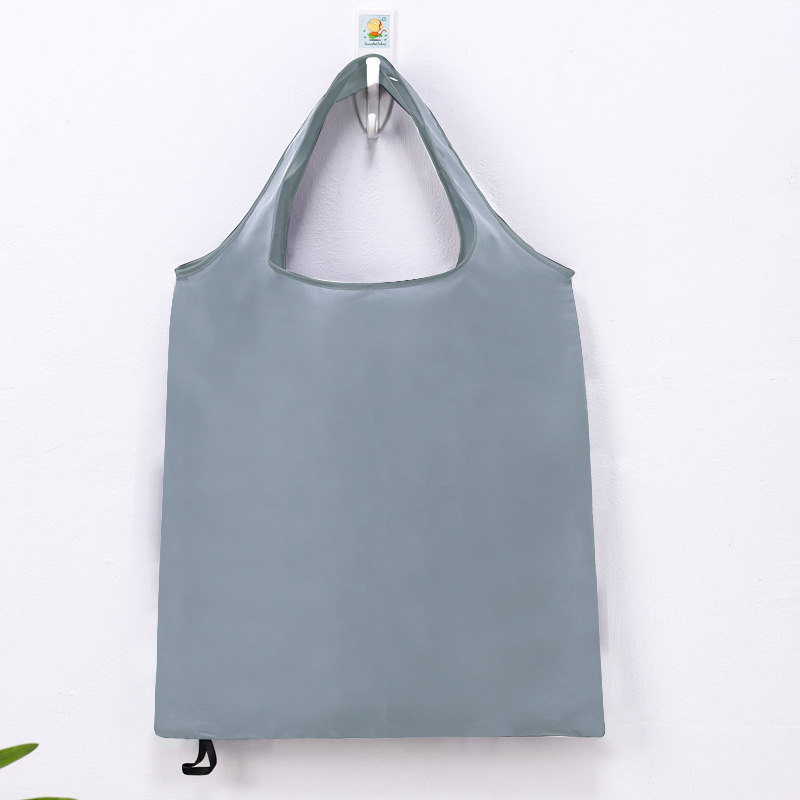 Bolsa de compras plegable ecológica grande, bolso de hombro portátil reutilizable para viajes, comestibles, bolsa de comestibles simple de color sólido: Hielo gris