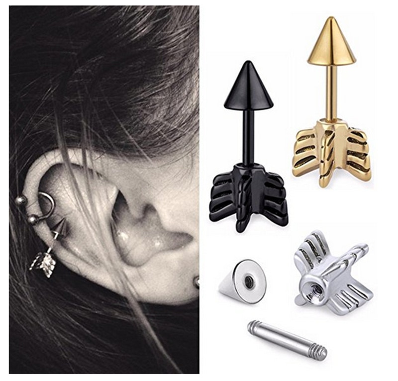 MODRSA 1Piece Spike Arrow Industrial Barbell 6mm Rod Stainless Steel Ear Plugs Tunnels Helix Tragus Piercing Oreja Body Jewelry