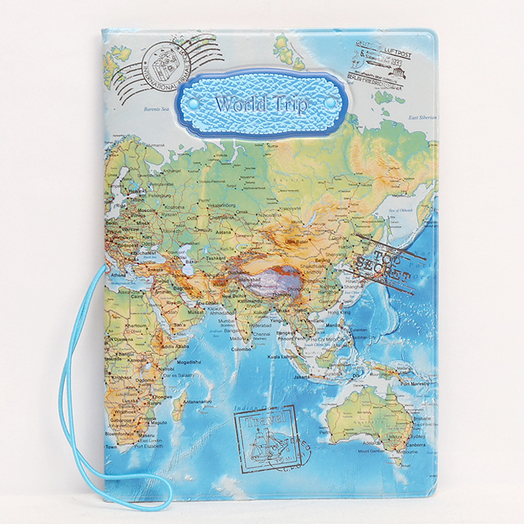 Travel Around The World Series Leather Passport Cover Men Women Travel Passport Holder Case Wallet ID Bank Card Holders: I