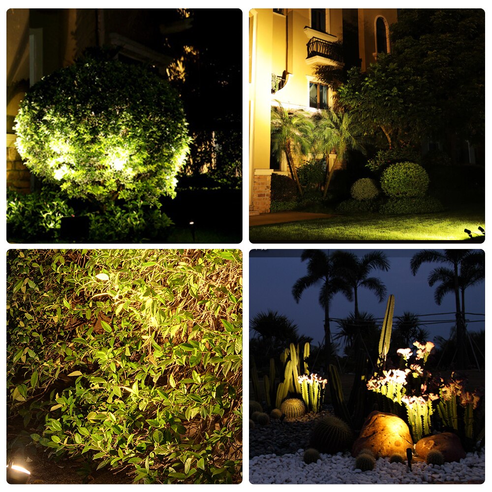T-SUNRISE Solar Light LED Green Landscape Lamp Two Spotlights with Solar Panel Outdoor Garden Light Courtyard Decoration IP65