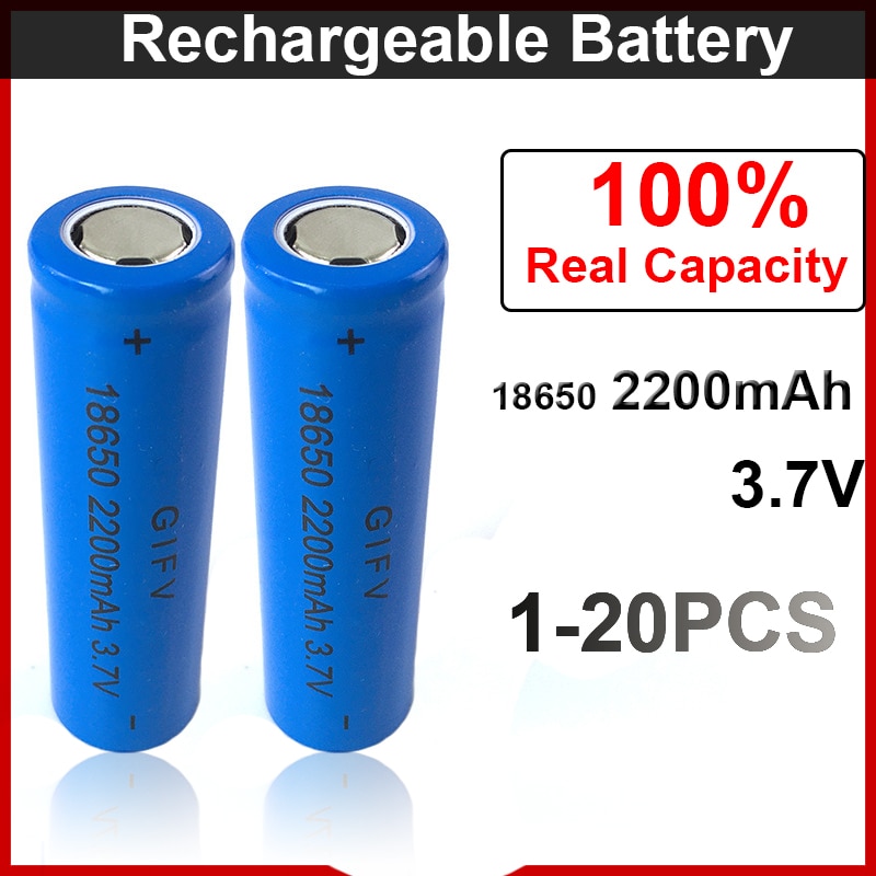 18650 Oplaadbare Batterijen 2200Mah Lithium Batterij 3.7V Hoge Capaciteit Power Koplamp Fan Platte Kop Zaklamp Voor Elektronica