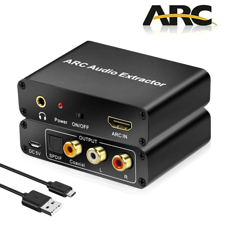 Extractor de adaptador de Audio HDMI ARC de 192KHz, convertidor de Audio Digital a analógico, DAC SPDIF Coaxial RCA, salida Jack de 3,5mm para Monitor de TV: Default Title