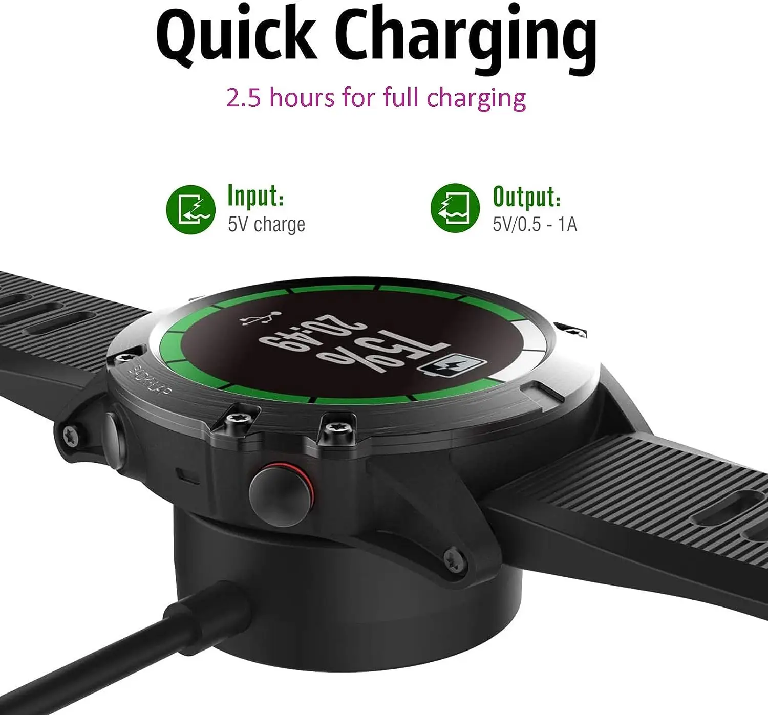 Charger Dock voor Garmin Vivoactive 3 4 4S/Fenix 5 5S 5X 6 6S 6X / Venu 2 2S Sq USB Oplaadkabel Stand Station Datum Syn