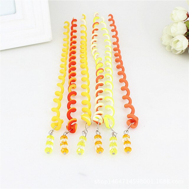 5/6 unids/lote cinta para el pelo para niñas de Color arcoíris bonita banda para el pelo cristal elástico largo bandas para el pelo para Niños Accesorios para el cabello: 6 pcs yellow