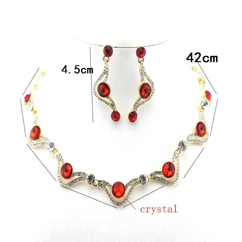 Jiayijiaduo Österreich Rot Gold-farbe Afrikanische perlen Schmuck Kristall Halskette Ohrringe sets Schöne Frauen Hochzeit Schmuck Set