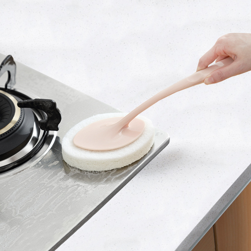 Spazzola in spugna per pulizia multifunzionale a manico lungo lavastoviglie cucina toilette bagno strumento di decontaminazione piastrella per pavimenti