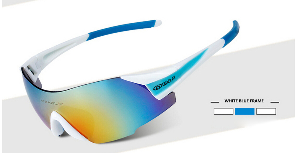 UV400 Himmel Radfahren Gläser draussen Sport MTB Fahrrad Brille Motorrad Sonnenbrille Sport Brillen Rahmenlose Brille Fahrrad Brille: Weiß Blau FRAM