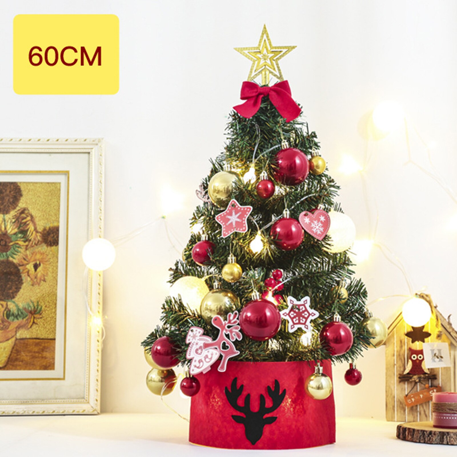 Christmas Tree Set LED Artificial Room Desktop Decoration DIY Glow Glowing Tabletop Ornaments Mini: A2