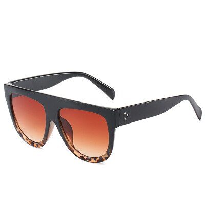 Oversized Vrouwen Zonnebril Shield Vorm Luxy Grote Frame Klinknagel Shades Zonnebril Vrouw UV400 Sunglass Zonnebril Dames: black leopard tea
