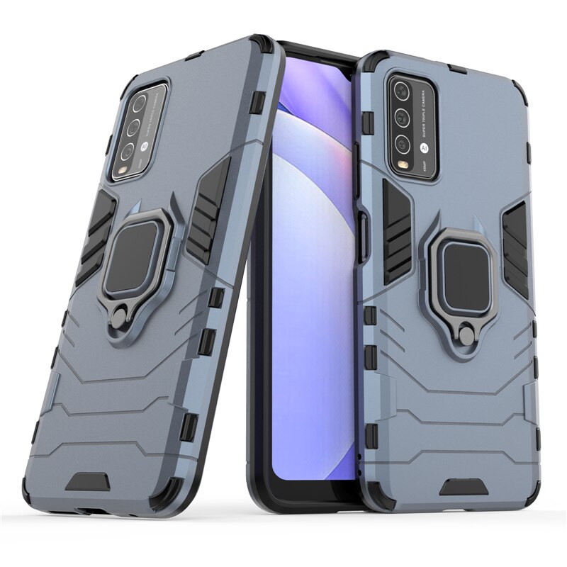 Funda para Xiaomi Redmi 9 T, armadura antigolpes, soporte de succión magnético, borde completo, funda trasera para Redmi 9 T, 9 T: NavyBlue