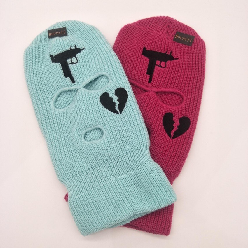 3 hull vinter varm unisex balaclava maske lue full ansiktsmaske svart strikket ski snowboard lue caps hip hop flere farger lue