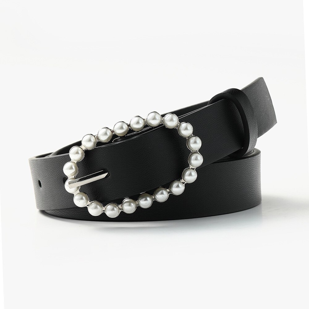 gorący sprzedaży panie dzikie perły pas modny pasek biodrowy ze sprzączką dżinsy sukienka paski: czarny