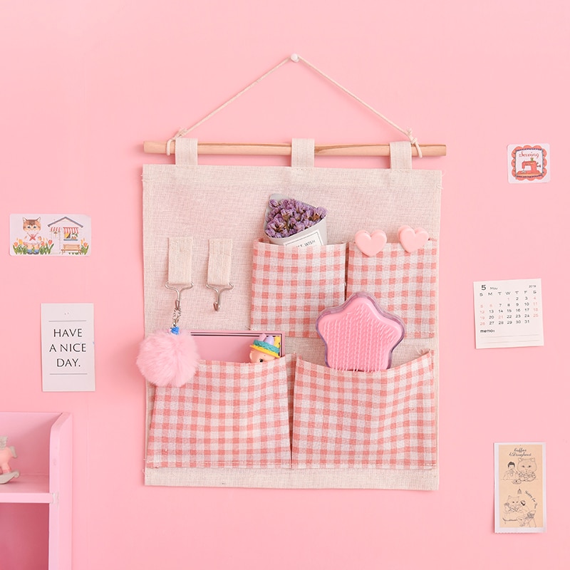 4 Pockets Over The Door Magazine Storage Pockets Wall Door Closet Hanging Organizer Bag