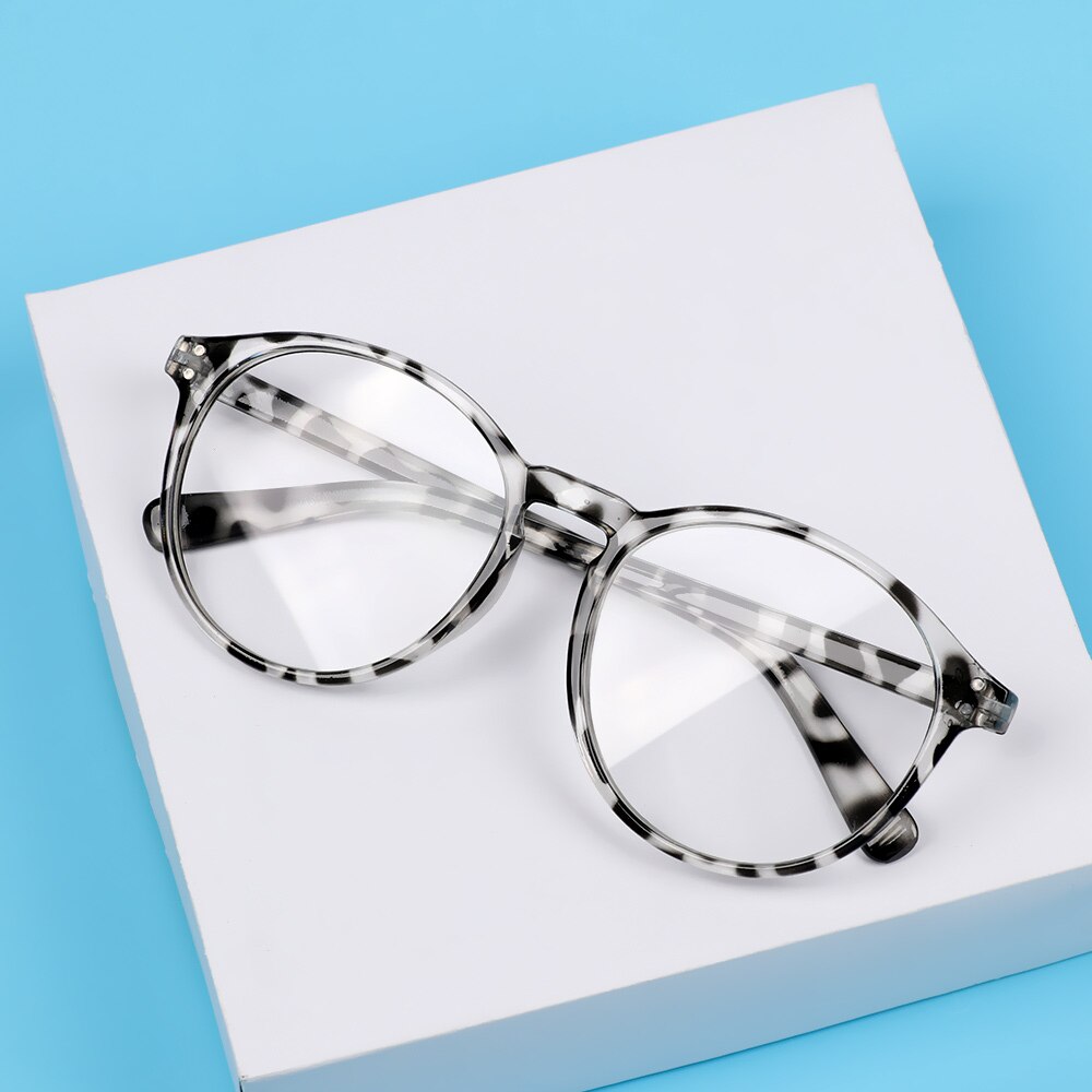Unisex Black Leopard Print Round Frame Eyeglasses Anti Blue Light Radiation Myopia Glasses Optical Eyewear -1.0~-4.0