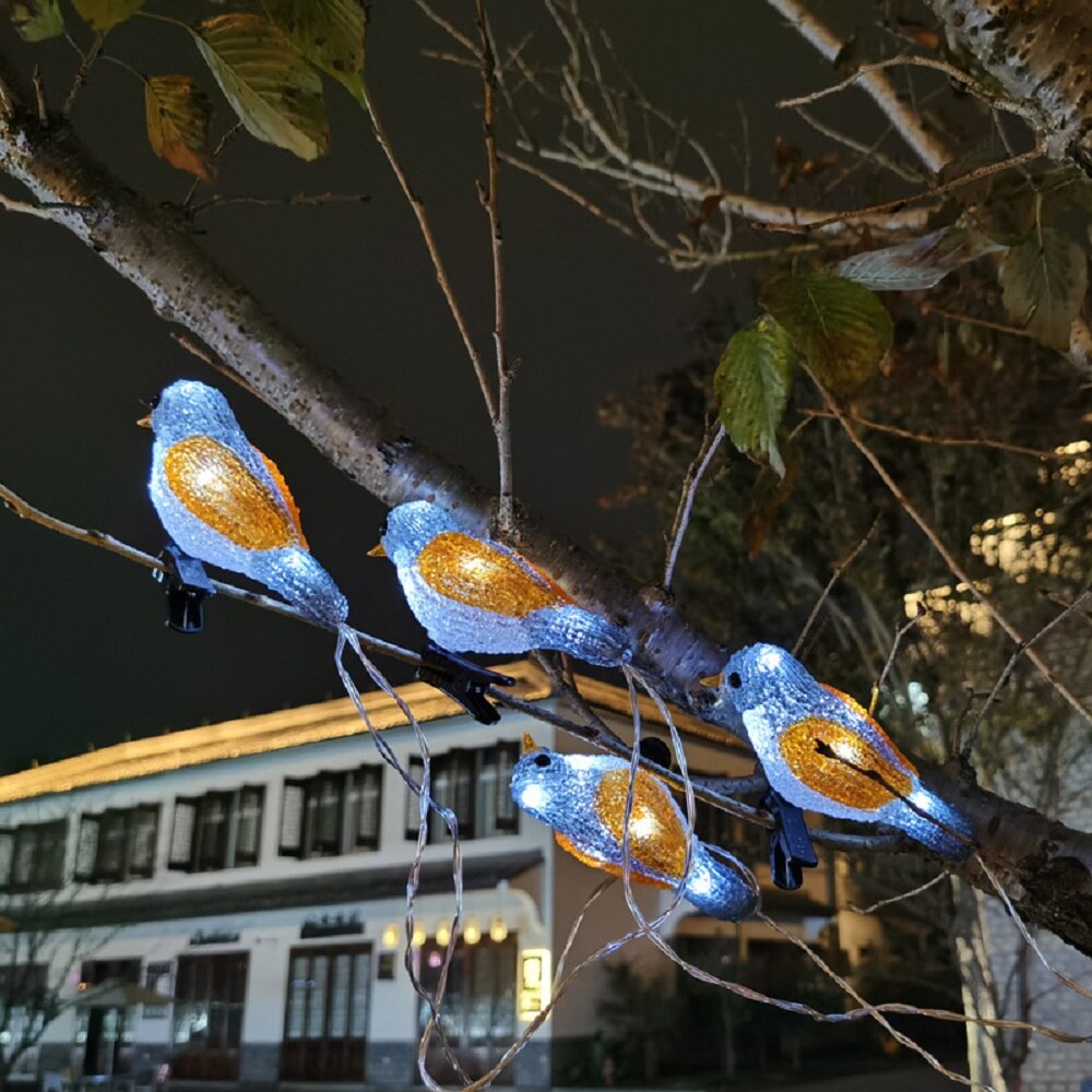 Bird Led String Light Robin Acrylic Mockingbird Solar USB Battery Powered 5 LED Garland Lights Fairy String with Clip Decoration