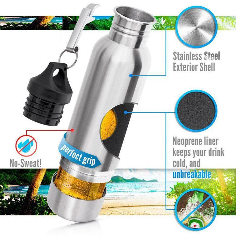 304 Stainless Steel Beer Bottle Holder Cold Insulation Portable Cover Protector Metal Glass Bottle Bottle with Opener I4Z7