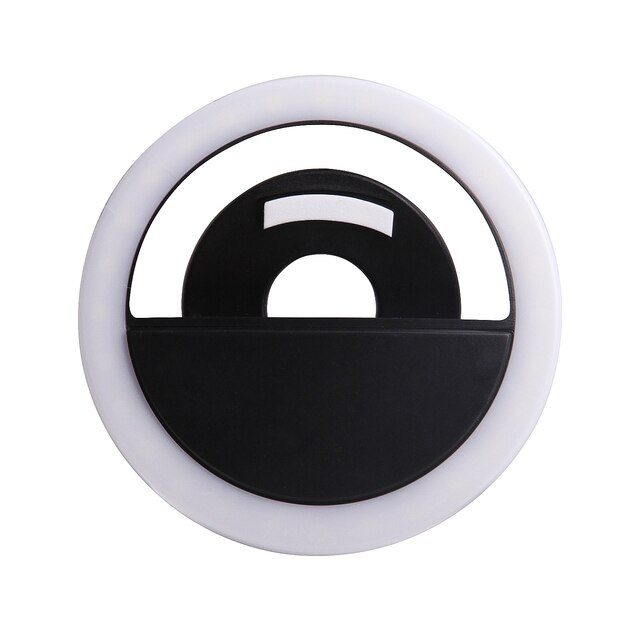 Draagbare Selfie Ring Licht Telefoon Flash Vullen Licht Led Camera Clip-On Telefoon Selfie Lamp Video Enhancing Up usb Oplaadbare: Black