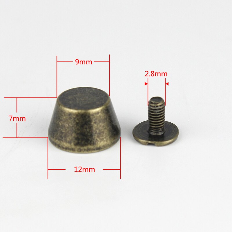 4 pièces de sacs à main de 12x7mm, pieds de protection du fond, clous plats en forme de seau, vis à l&#39;arrière, pointes Rivets, sac artisanal en cuir, décor de sac à main