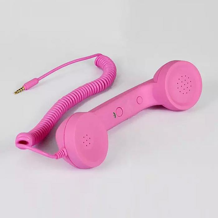 Telefoon telefoon handset specifiek op de mobiele telefoon anti-straling mobiele telefoon Hoofdtelefoon Mic Speaker Telefoontje Ontvanger: pink