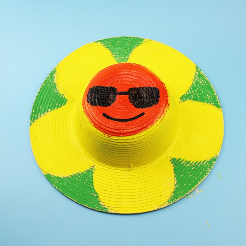 DIY Stro Hoeden Voor Kinderen Zomer Strand Cap Jongen meisje Schilderen Creatie Hoed Tekening Doodle Strohoed Effen Kleur YY1838
