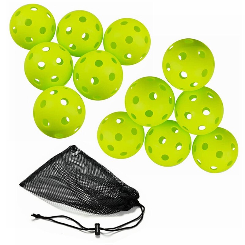 Bolas de decapleball indoor usapa paddle ball 26 buracos pickleball treinamento esporte prática plástico pickleball fluxo ar bolas ocas: 12pcs Green