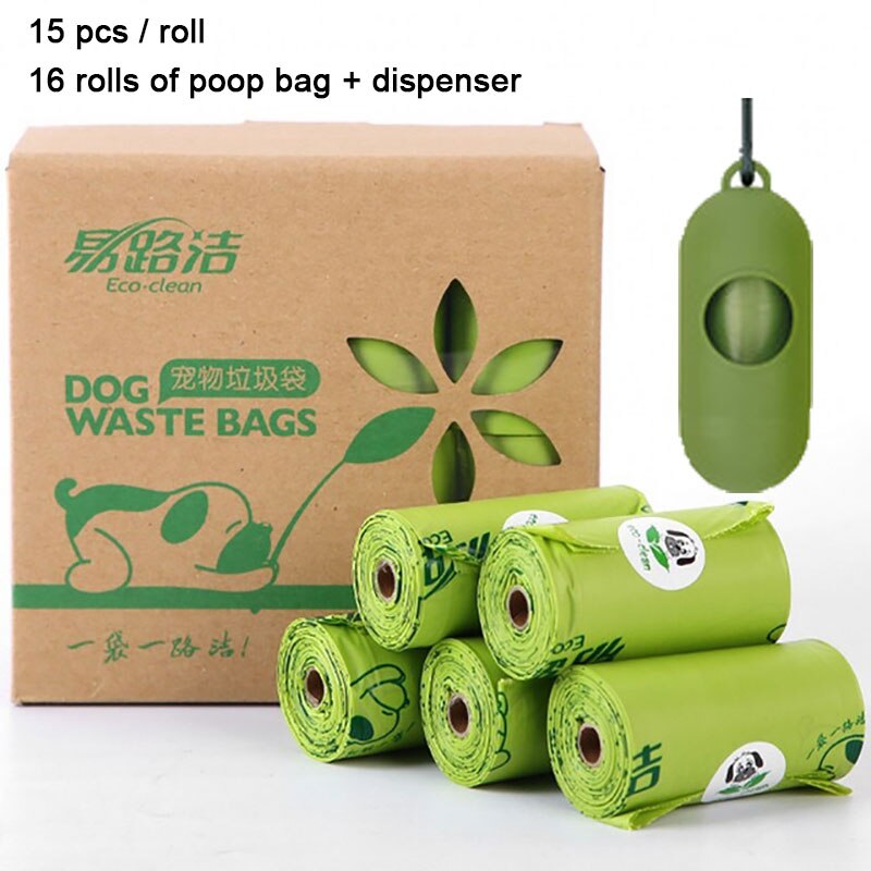 8/16 rollos bolsa de caca de mascota Degradable bolsa de basura portátil amigable con la tierra bolsas de residuos de perro suministros para caminar dispensador de recogida redondeado: 4