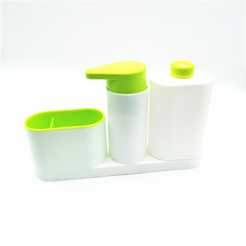 Køkken tilbehør vask sæbedispenser flaske plastflaske til badeværelse og køkken flydende sæbe organisere køkkenudstyr: 3 gitter grønne