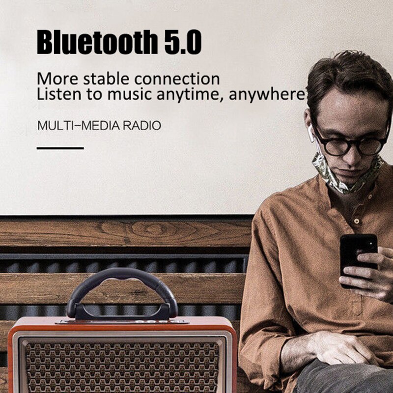 Full Band Radio Multi-functional AM/FM/SW Radio Retro Bluetooth Speaker Wooden MP3 Player Support AUX/TF Card/U Disk Play