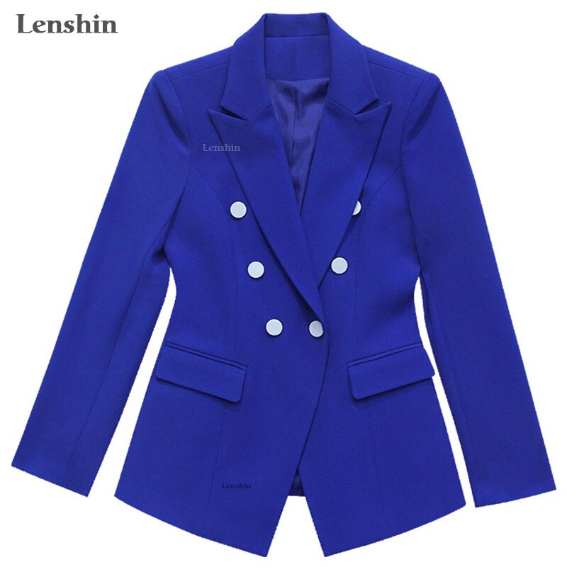 Lenshin 2 Piece Set Formal Pant Suit Blazer Office Lady Designs Women Soft Jacket and Ankle-Length Trousers