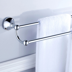 Verchroomd Messing Gemaakt Wall Mount Bad Hardware Sets Handdoek Bar Robehaak Papier Houder Vierkante Badkamer Accessoires Set: Double Towel Bar