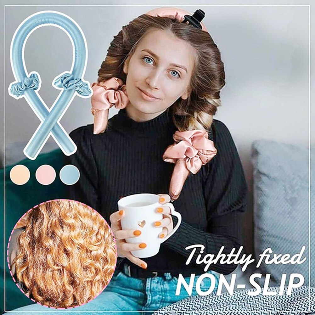 Heatless Curling vara diadema No calor rizos cinta pelo rodillos dormir cinta para cabello suave pelo bigudíes cinta pelo herramientas