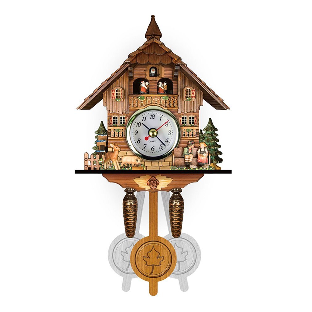 Retro Nordic style Living Room Decoration Quartz Cuckoo Clock Forest House With Moving Train With Music Home Decoration: Default Title