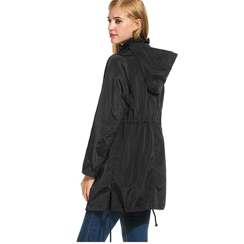 Trenchcoat for kvinner vår høst vindtett vanntett regnfrakk plus size hette vindjakke dameoverdeler ioqrcjvh 481