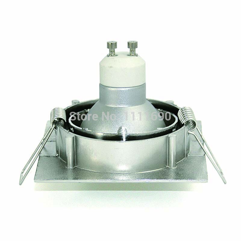 Modern LED GU10 Downlights Recessed Ceiling Lights MR16 Square Brushed Chrome Minimalist Spotlight 240V Cut Hole 70mm