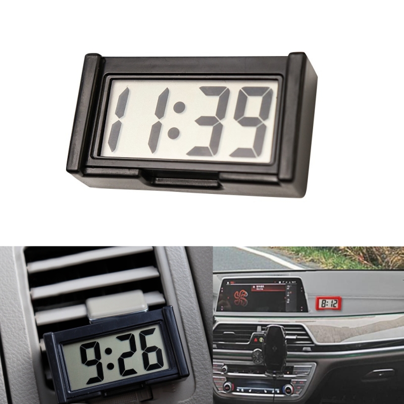 Auto-Armaturenbrett-Digitaluhr, selbstklebende Mini-Uhr für Fahrzeuge mit LCD-Zeitanzeige, Kfz-Uhr zum Aufkleben für Autos
