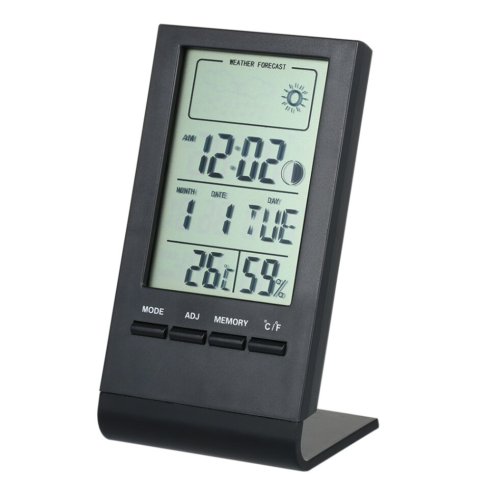 Mini Digital Thermometer Hygrometer Indoor Temperature Humidity Meter Gauge Clock Weather Station Forecast Max Min Value Display: Default Title